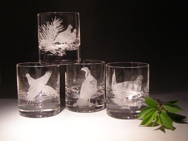 Crystal Game Bird Rocks Glasses set of 4 - Sportsman's Table